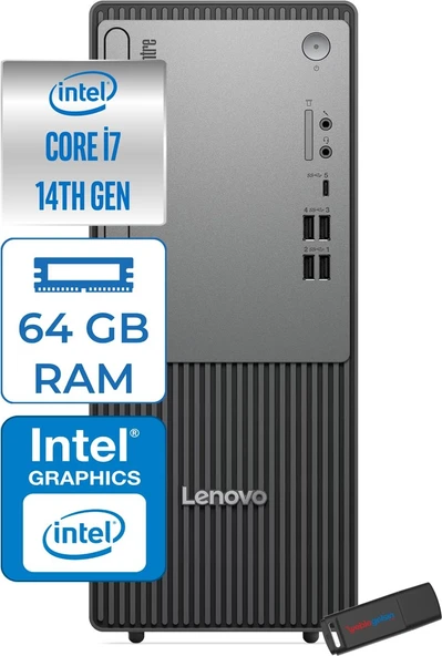 Lenovo Thinkcentre Neo 50T Gen 5  Intel® Core™ İ7-14700 64GB Ddr5 512GB SSD Intel® UHD Graphics 770 WIN11HOME Mini Tower Masaüstü Bilgisayar 12UD001UTRH22+ZETTAUSBBELLEK ürün görseli 1