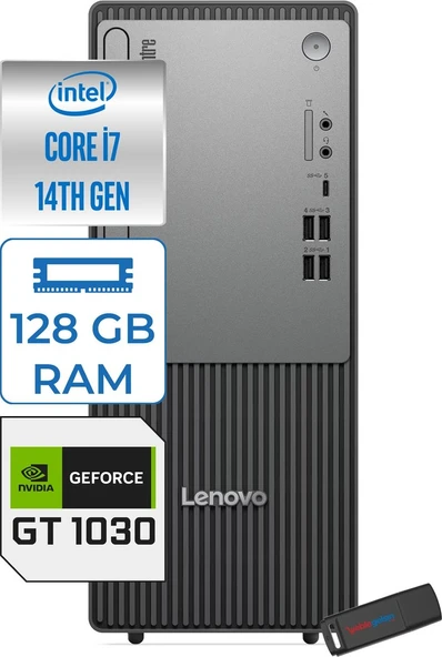 Lenovo Thinkcentre Neo 50T Gen 5  Intel® Core™ İ7-14700 128GB Ddr5 1tb SSD 4GB/GT1030  WIN11HOME Mini Tower Masaüstü Bilgisayar 12UD001UTR21H38+ZETTAUSBBELLEK ürün görseli 1