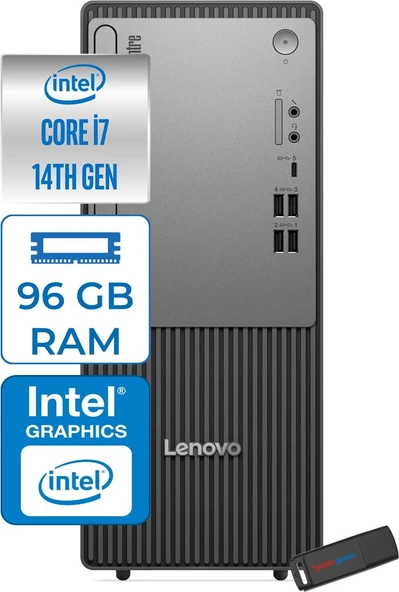 Lenovo Thinkcentre Neo 50T Gen 5  Intel® Core™ İ7-14700 96GB Ddr5 2tb SSD Intel® UHD Graphics 770 Freedos Mini Tower Masaüstü Bilgisayar 12UD001UTRF34+ZETTAUSBBELLEK ürün görseli 1