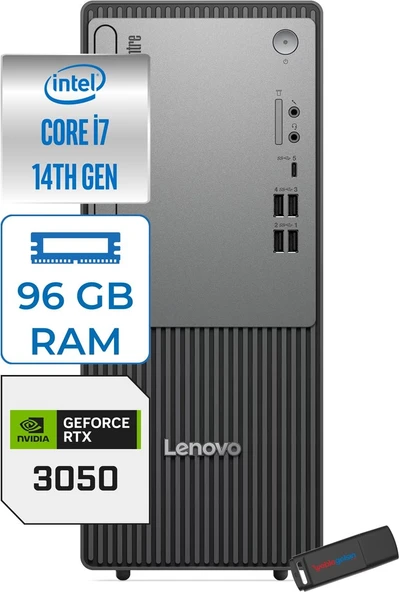 Lenovo Thinkcentre Neo 50T Gen 5  Intel® Core™ İ7-14700 96GB Ddr5 256GB SSD 6GB/RTX3050 WIN11PRO Mini Tower Masaüstü Bilgisayar 12UD001UTR23P31+ZETTAUSBBELLEK ürün görseli 1