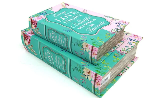 Norino Kutu Kitap Love Story 2'li Set Kitap Kutusu Dekoratif Hediyelik ürün görseli 1