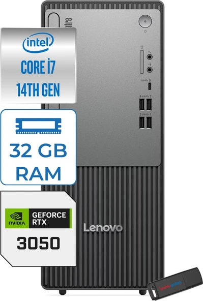 Lenovo Thinkcentre Neo 50T Gen 5  Intel® Core™ İ7-14700 32GB Ddr5 512GB SSD 6GB/RTX3050 WIN11HOME Mini Tower Masaüstü Bilgisayar 12UD001UTR23H12+ZETTAUSBBELLEK ürün görseli 1