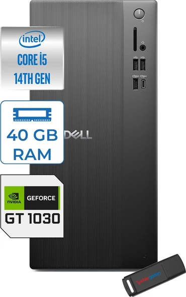 Dell Tower ECT1250 Intel Core I5 14400 40GB Ddr5 4tb SSD 4GB/GT1030 WIN11HOME Kurumsal Masaüstü Bilgisayar 1030ECT125014H16 + Zettausb ürün görseli 1