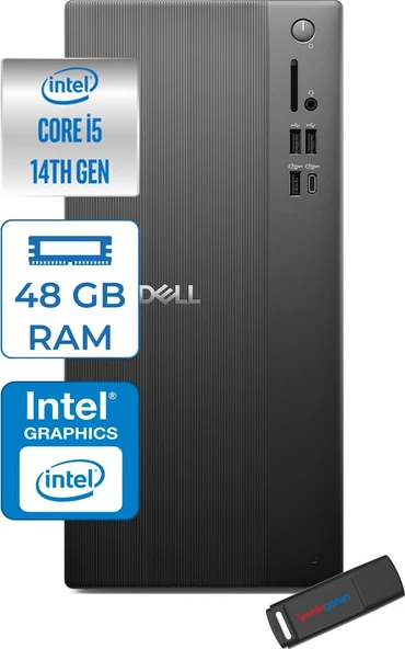 Dell Tower ECT1250 Intel Core I5 14400 48GB Ddr5 2tb SSD UHD Graphics 730 Freedos Kurumsal Masaüstü Bilgisayar ECT125014F19 + Zettausb ürün görseli 1