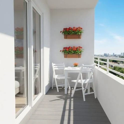 Albatros Ahşap Bahçe Balkon Takımı Beyaz: 80x80 Sabit Masa + 2 Katlanır Sandalye ürün görseli 1
