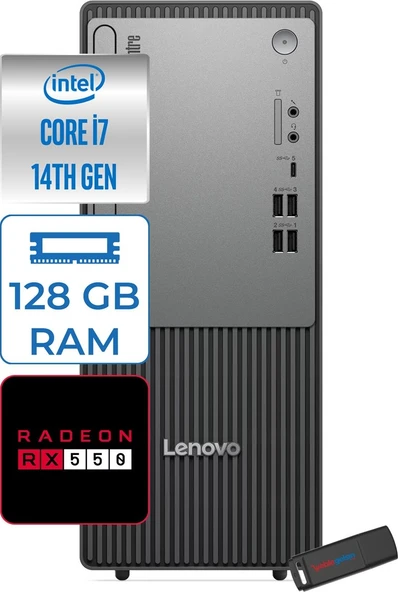 Lenovo Thinkcentre Neo 50T Gen 5  Intel® Core™ İ7-14700 128GB Ddr5 4tb SSD 4GB/RX550 Freedos Mini Tower Masaüstü Bilgisayar 12UD001UTR27F40+ZETTAUSBBELLEK ürün görseli 1