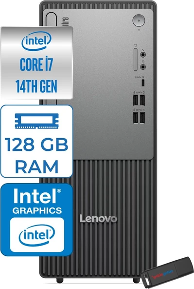 Lenovo Thinkcentre Neo 50T Gen 5  Intel® Core™ İ7-14700 128GB Ddr5 4tb SSD Intel® UHD Graphics 770 WIN11PRO Mini Tower Masaüstü Bilgisayar 12UD001UTRP40+ZETTAUSBBELLEK ürün görseli 1
