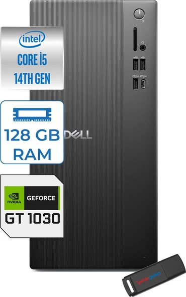 Dell Tower ECT1250 Intel Core I5 14400 128GB Ddr5 2tb SSD 4GB/GT1030 WIN11PRO Kurumsal Masaüstü Bilgisayar 1030ECT125014P31 + Zettausb ürün görseli 1