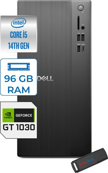 Dell Tower ECT1250 Intel Core I5 14400 96GB Ddr5 2tb SSD 4GB/GT1030 WIN11HOME Kurumsal Masaüstü Bilgisayar 1030ECT125014H31 + Zettausb ürün görseli 1
