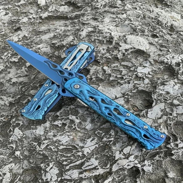 Knivox Browning Mavi Alev (Blue Flame) Kabartma Desenli Yunus Çelik Çakı ürün görseli 1