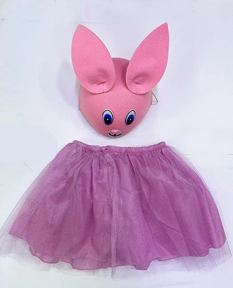 Norino Tavşan Kostümü Pembe - 23 Nisan Tavşan Şapka ve Tütü Etek Seti 2 Parça ürün görseli 1