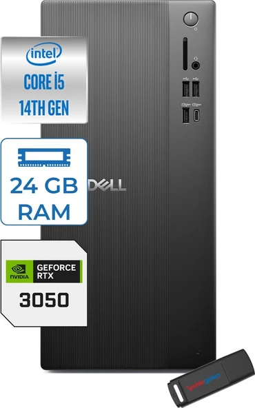 Dell Tower ECT1250 Intel Core I5 14400 24GB Ddr5 4tb SSD 6GB/RTX3050 WIN11HOME Kurumsal Masaüstü Bilgisayar 3050ECT125014H08 + Zettausb ürün görseli 1