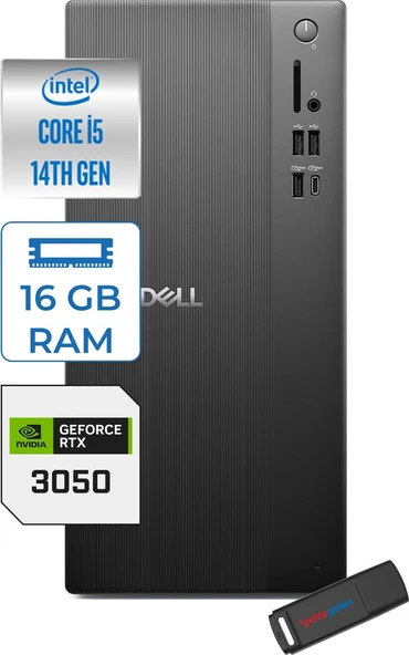 Dell Tower ECT1250 Intel Core I5 14400 16GB Ddr5 512GB SSD 6GB/RTX3050 Freedos Kurumsal Masaüstü Bilgisayar 3050ECT125014F01 + Zettausb ürün görseli 1