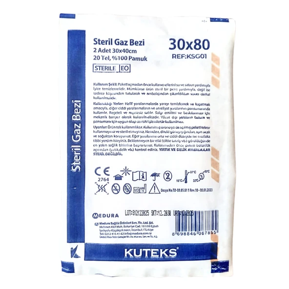 Kuteks Steril Gaz Bezi 30cm x 40cm 2li Paket ürün görseli 1