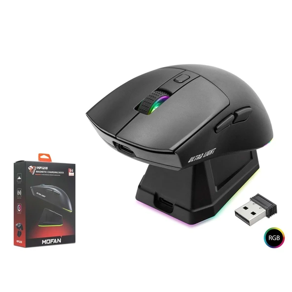 Hadron Mofan MF1215b Şarj Standlı  Kablosuz Gaming Rgb Mouse ürün görseli 1