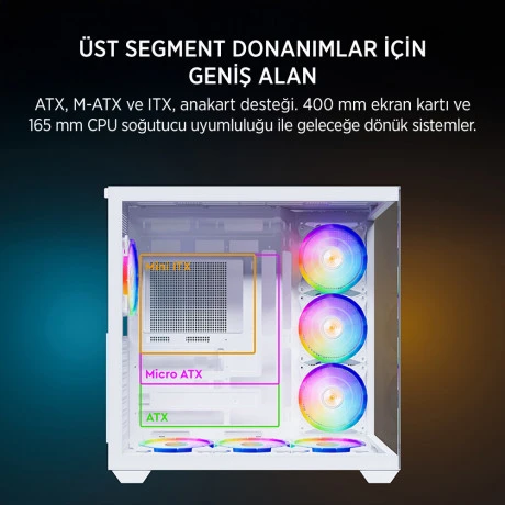 JAMES DONKEY STARK S801 7X ARGB 650W GAMING CASE WHITE ürün görseli 1