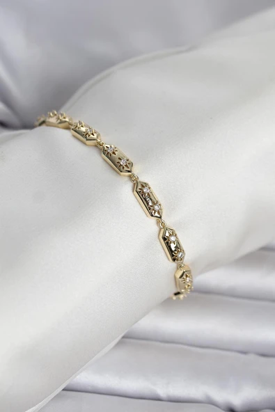 Pirinç Gold Renk Kutup Yıldızı İşleme Kadın Bileklik TJ-BB8403 ürün görseli 1