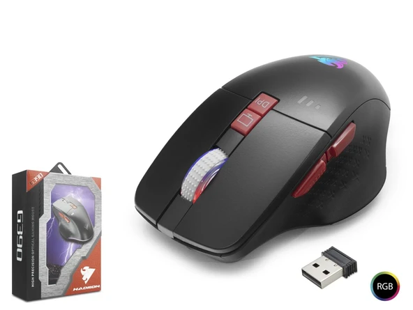 G390 Kablosuz Şarjlı Gaming Mouse 1600 Dpi Sessiz Rgb - Siyah ürün görseli 1