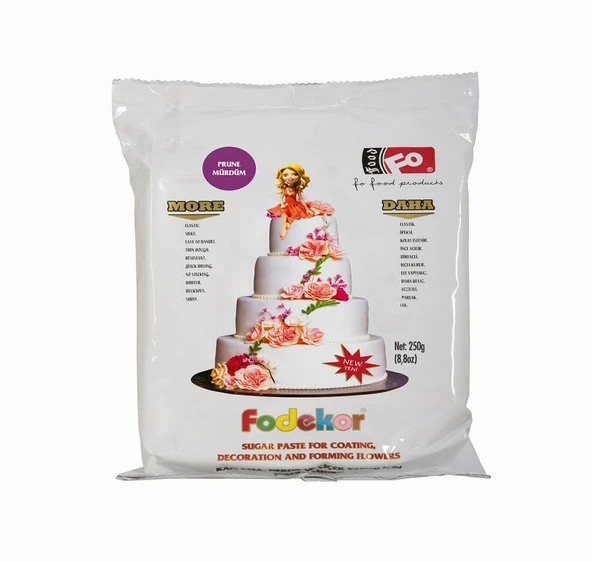 Mürdüm Fodekor Kaplama, Dekor ve Çiçek Yapımı için Şeker Hamuru 250 gr ürün görseli 1