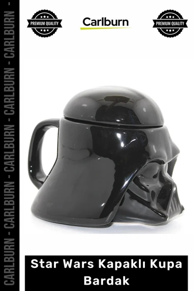 Özel Üretim Darth Vader Seramik 3D Kask Formu Parlak Siyah Hediye Star Wars Kapaklı Kupa Bardak ürün görseli 1