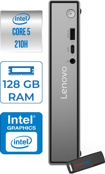 Lenovo Thinkcentre Neo 50Q Gen 5 Intel Core 5-210H 4.8ghz Up 128GB Ddr5 1tb SSD Intel® Graphics WIN11PRO Mini Masaüstü Bilgisayar 13B9001MTRP38+ZETTAUSBBELLEK ürün görseli 1