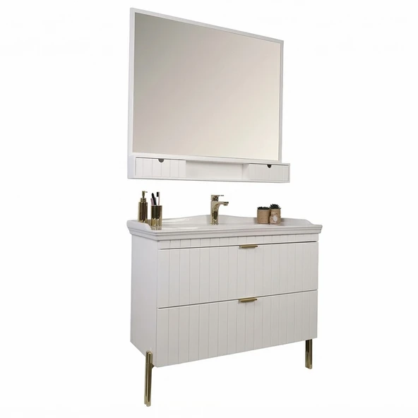 Kobos Noble 100 cm Banyo Dolabı Seti Bianco ürün görseli 1
