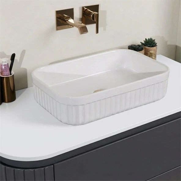 Kobos Gloria 100 cm Banyo Dolabı Seti Argento - Resim 4