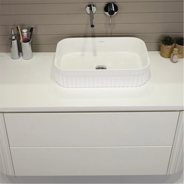 Kobos Gloria 100 cm Banyo Dolabı Seti Bianco - Resim 5