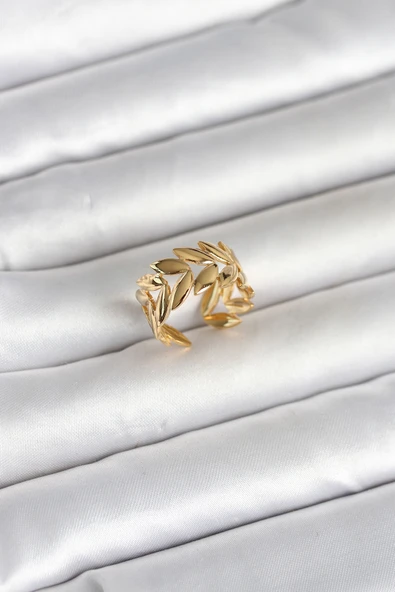 316L Çelik Gold Renk Başak Figür Kadın Yüzük TJ-BYK4174 ürün görseli 1