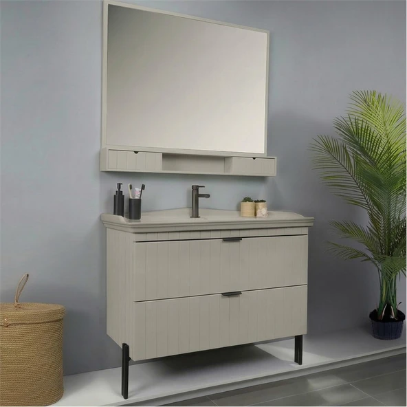 Kobos Noble 100 cm Banyo Dolabı Seti Luna - Resim 2