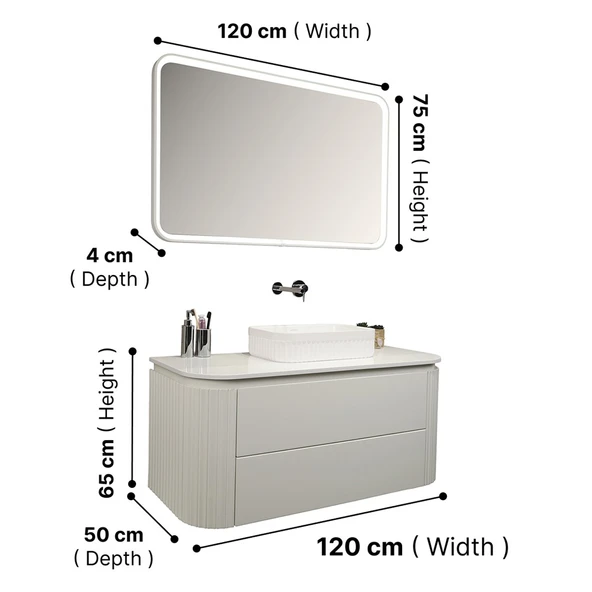 Kobos Gloria 100 cm Banyo Dolabı Seti Bianco - Resim 10