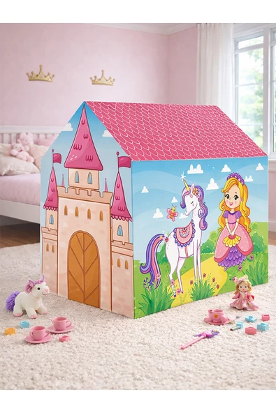 Molie Unicornlu Pembe Prenses Şato Kız Çocuk Oyun Çadırı ürün görseli 1