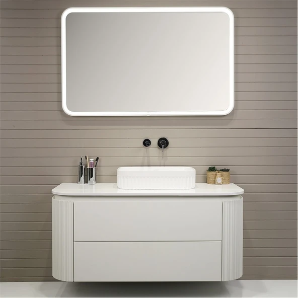 Kobos Gloria 100 cm Banyo Dolabı Seti Bianco - Resim 3