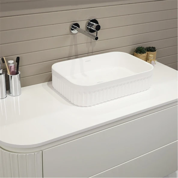 Kobos Gloria 100 cm Banyo Dolabı Seti Bianco - Resim 4
