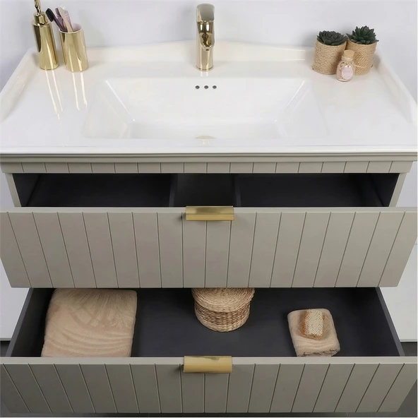 Kobos Noble 100 cm Banyo Dolabı Seti Luna - Resim 6