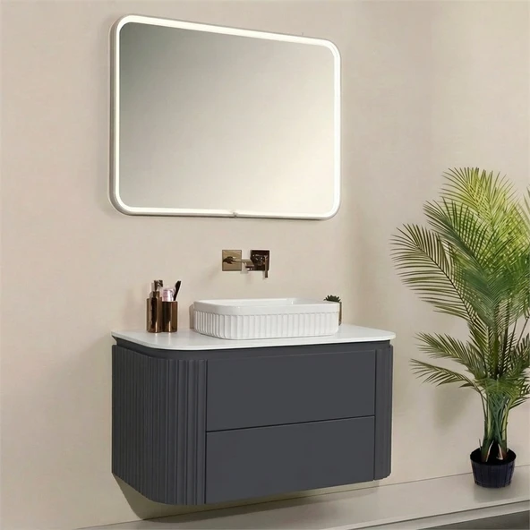 Kobos Gloria 100 cm Banyo Dolabı Seti Argento - Resim 2