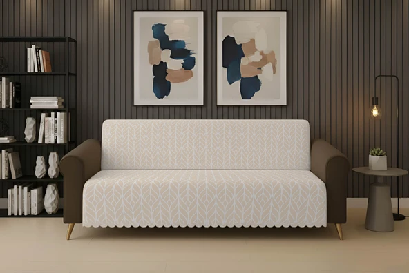 Dinarsu Kaydırmaz Koltuk Örtüsü 175X220 Lüme Bej ürün görseli 1