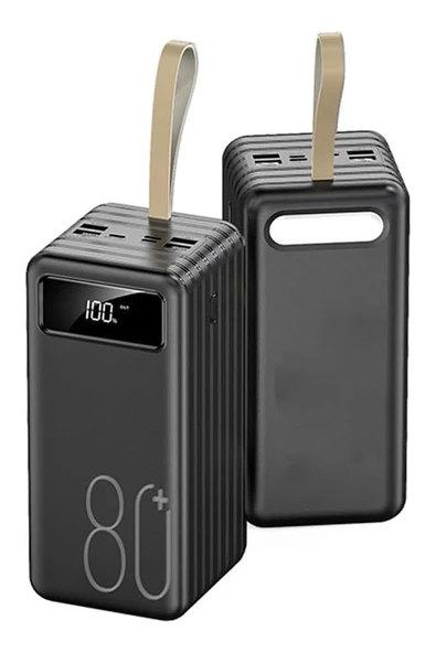 80.000mAh Powerbank Kamp Led Işıklı Kendinden Kablolu Powerbank 4xUsb-1TypeC-1Lightning Giriş ürün görseli 1