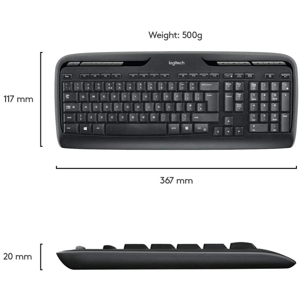 Logitech MK330 Kablosuz Klavye Mouse Set Siyah 920-003988 - Resim 4