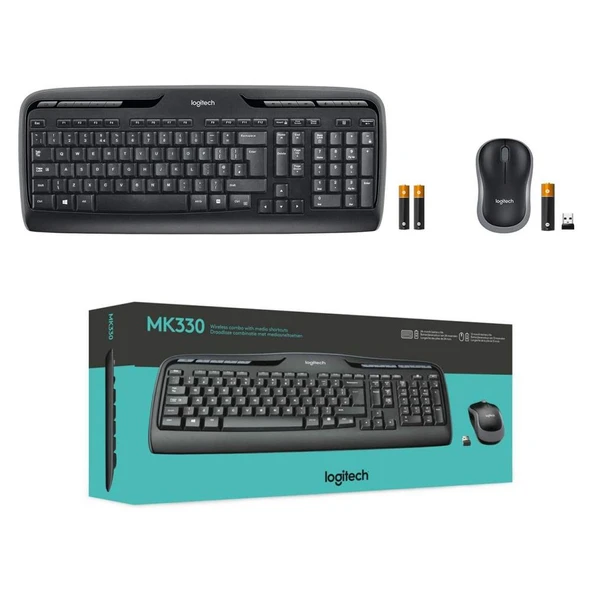 Logitech MK330 Kablosuz Klavye Mouse Set Siyah 920-003988 - Resim 2