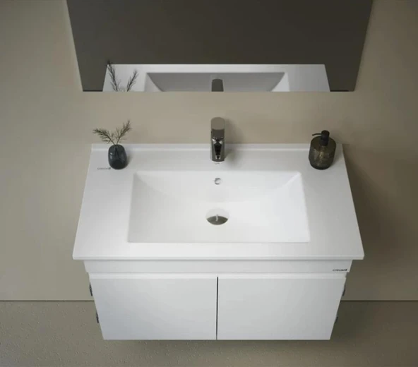 Creavit Flexio 65 Cm Katlanabilir Banyo Dolabı Beyaz Set - Resim 5