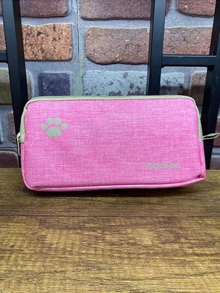 Relaxion Kalem Çantası Çift Gözlü Kedi Patisi Detaylı 2 Bölmeli Kalemlik Pastel Pembe ürün görseli 1