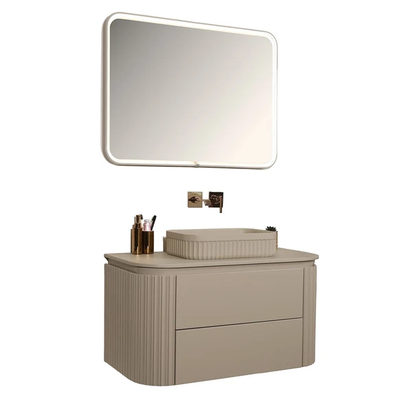 Kobos Gloria 100 cm Banyo Dolabı Seti Beige ürün görseli 1