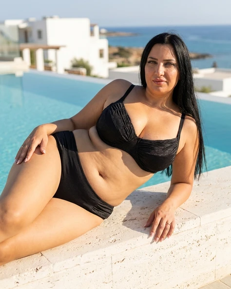 Büyük Beden Balenli Toparlayıcı Simli Ayarlanabilir Askılı  Kadın Bikini Takımı ürün görseli 1