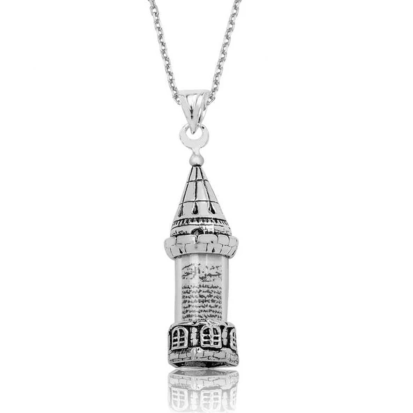 Norino 925 Ayar Gümüş Minareli Cevşen Kadın Gümüş Kolye ürün görseli 1