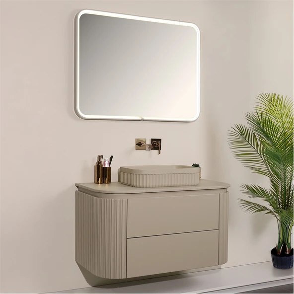 Kobos Gloria 100 cm Banyo Dolabı Seti Beige - Resim 2