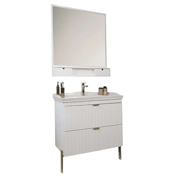 Kobos Noble 80 cm Banyo Dolabı Seti Bianco ürün görseli 1