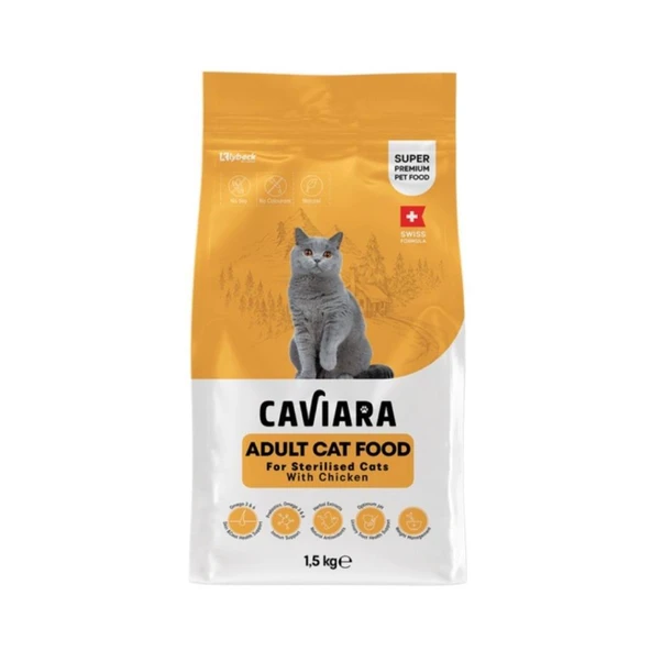 Caviara Kısırlaştırılmış Tavuklu Yetişkin Kedi Maması 1.5 Kg ürün görseli 1