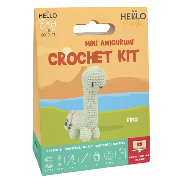 Sevimli Dinazor Amigurumi Yapım Kiti (Videolu Anlatım İçerir) ürün görseli 1