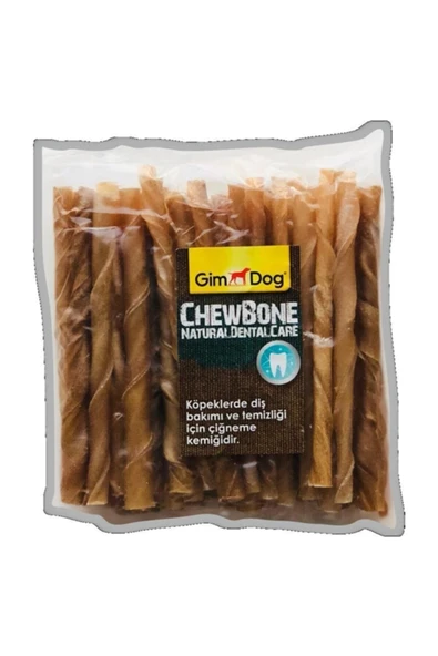 Gimdog Mordimi Naturel Dental Care Sığır Derisi Sarılı Burgu Çubuk 50'li Paket ürün görseli 1